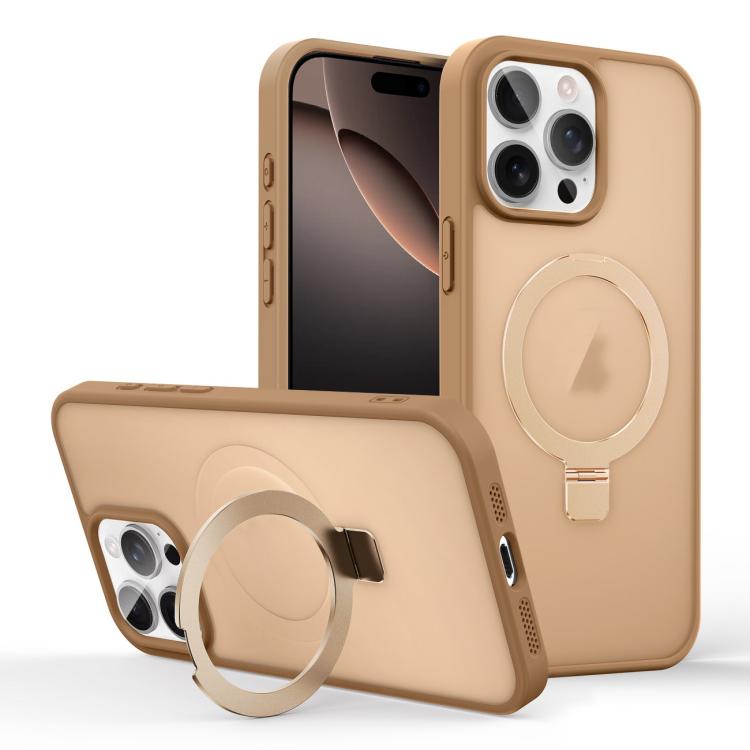 For iPhone 16 Pro Max Skin-feel Ring MagSafe Holder Phone Case