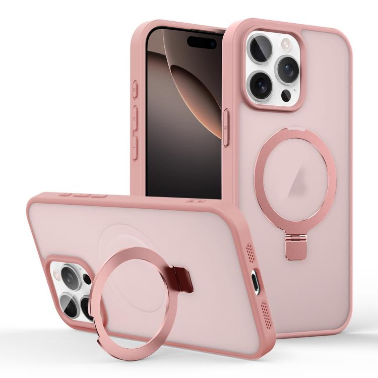 For iPhone 16 Pro Max Skin-feel Ring MagSafe Holder Phone Case