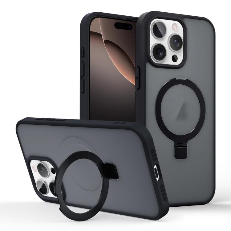 For iPhone 16 Pro Skin-feel Ring MagSafe Holder Phone Case