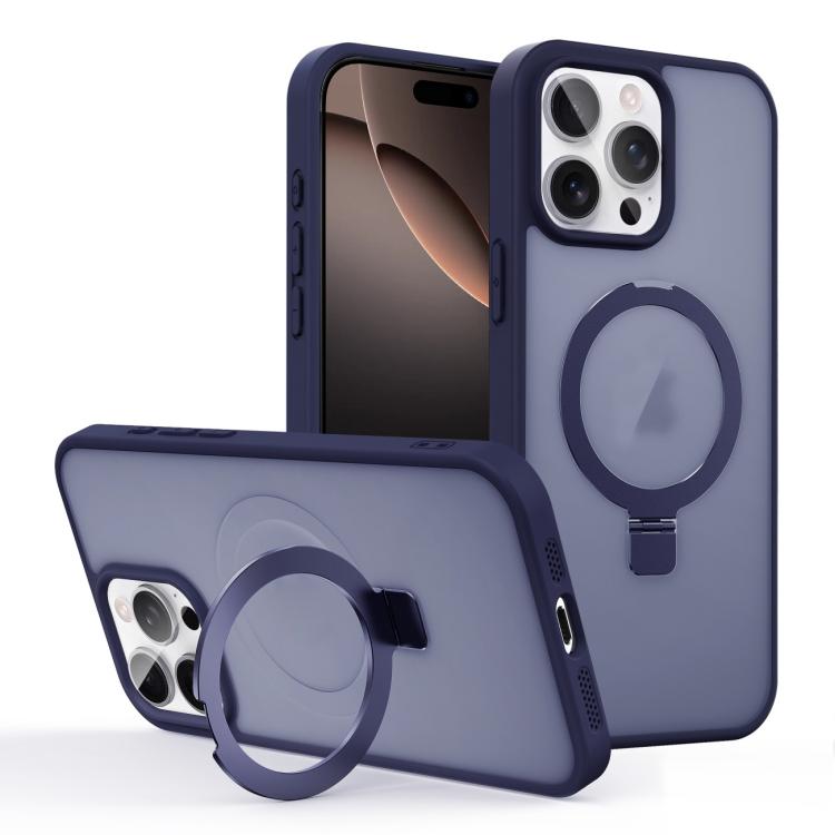 For iPhone 16 Pro Skin-feel Ring MagSafe Holder Phone Case