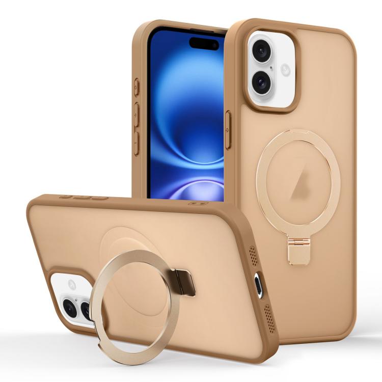 For iPhone 16 Plus Skin-feel Ring MagSafe Holder Phone Case