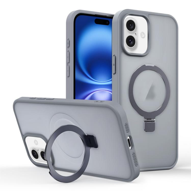 For iPhone 16 Plus Skin-feel Ring MagSafe Holder Phone Case