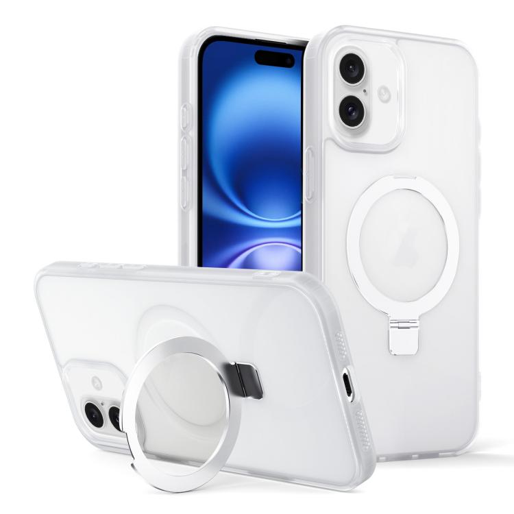 For iPhone 16 Plus Skin-feel Ring MagSafe Holder Phone Case