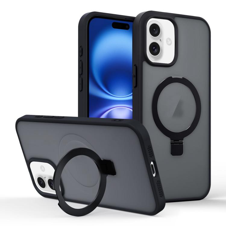 For iPhone 16 Skin-feel Ring MagSafe Holder Phone Case