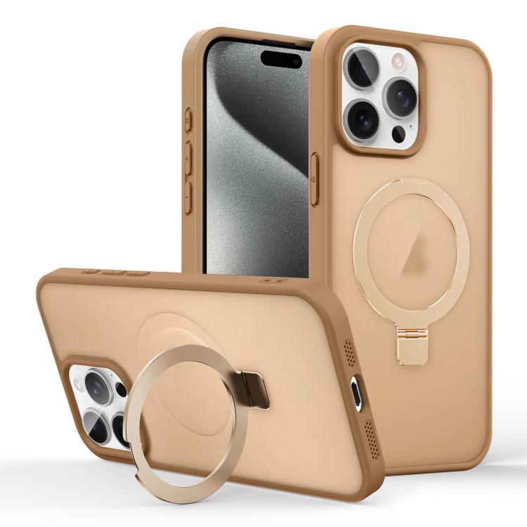For iPhone 15 Pro Max Skin-feel Ring MagSafe Holder Phone Case