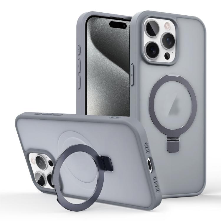 For iPhone 15 Pro Skin-feel Ring MagSafe Holder Phone Case