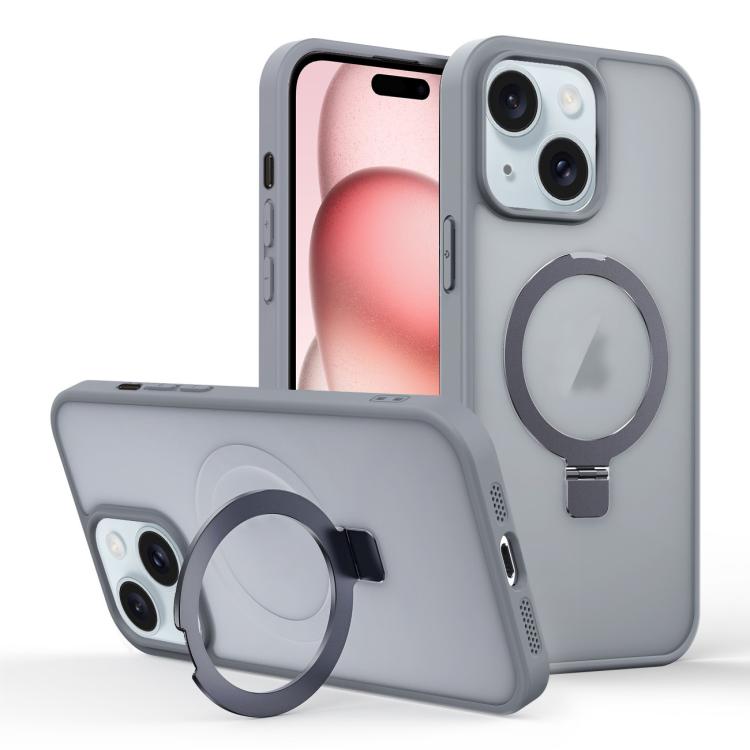 For iPhone 15 Skin-feel Ring MagSafe Holder Phone Case