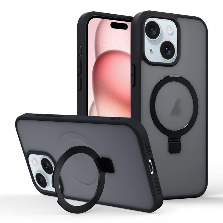 For iPhone 15 Skin-feel Ring MagSafe Holder Phone Case