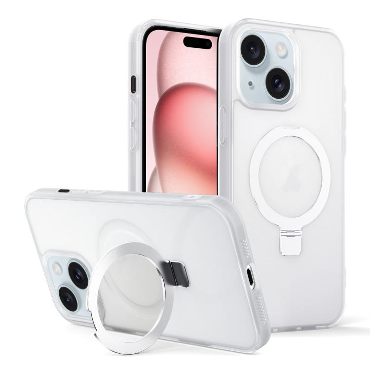 For iPhone 15 Skin-feel Ring MagSafe Holder Phone Case