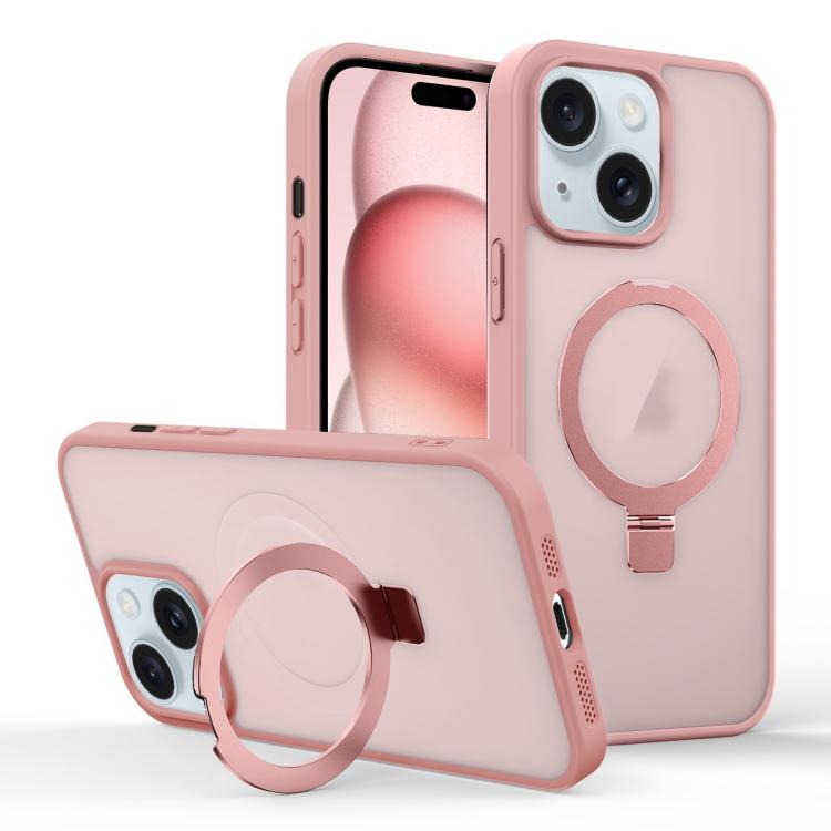 For iPhone 15 Skin-feel Ring MagSafe Holder Phone Case