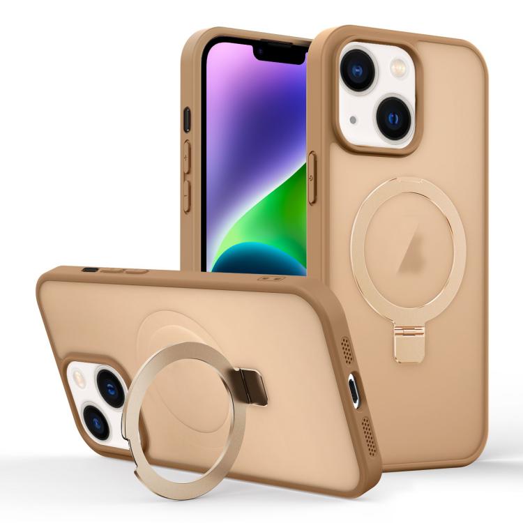 For iPhone 14 Skin-feel Ring MagSafe Holder Phone Case