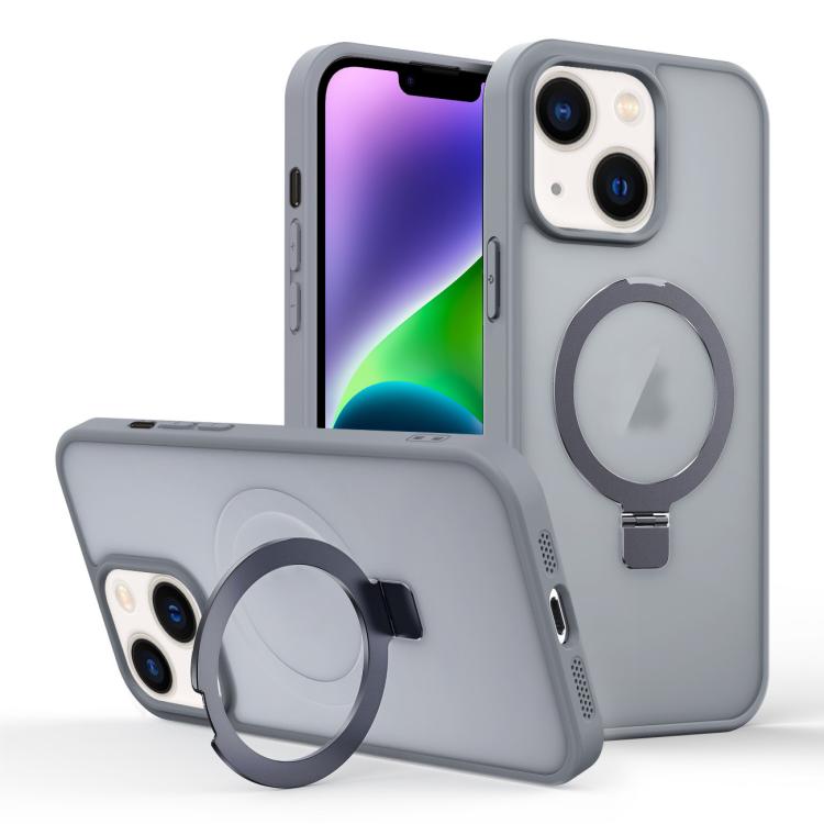 For iPhone 14 Skin-feel Ring MagSafe Holder Phone Case
