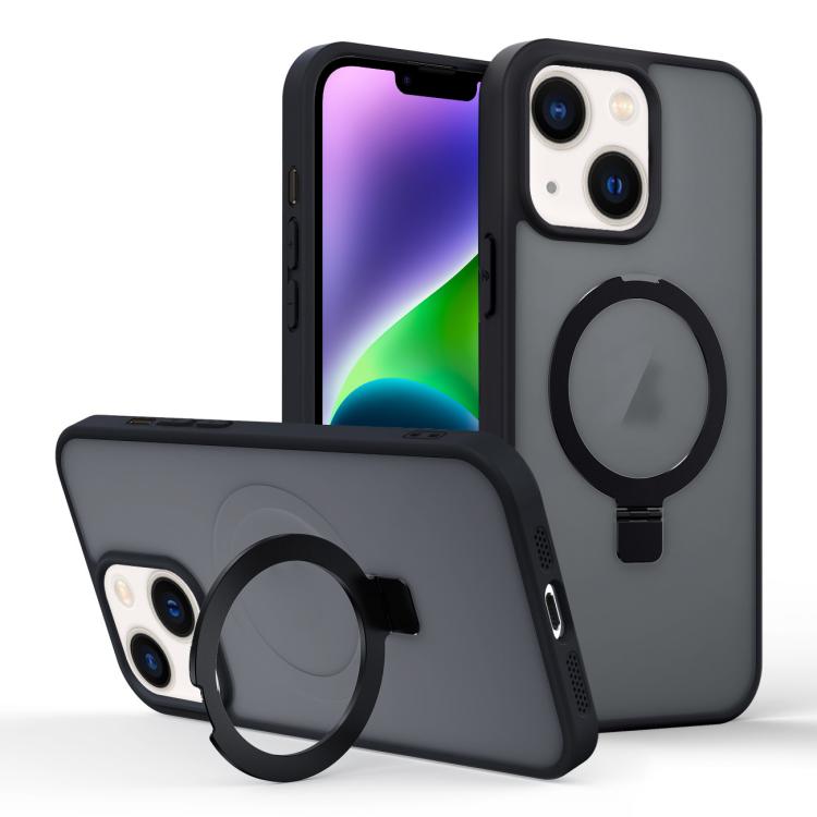 For iPhone 14 Skin-feel Ring MagSafe Holder Phone Case