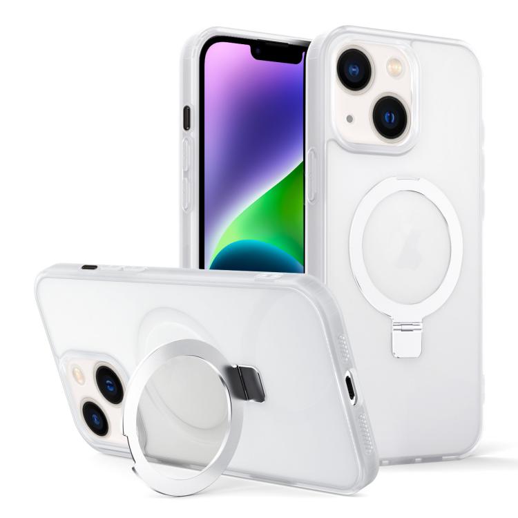 For iPhone 14 Skin-feel Ring MagSafe Holder Phone Case