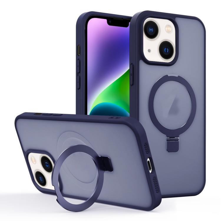 For iPhone 14 Skin-feel Ring MagSafe Holder Phone Case