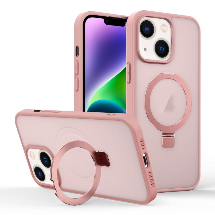 For iPhone 14 Skin-feel Ring MagSafe Holder Phone Case