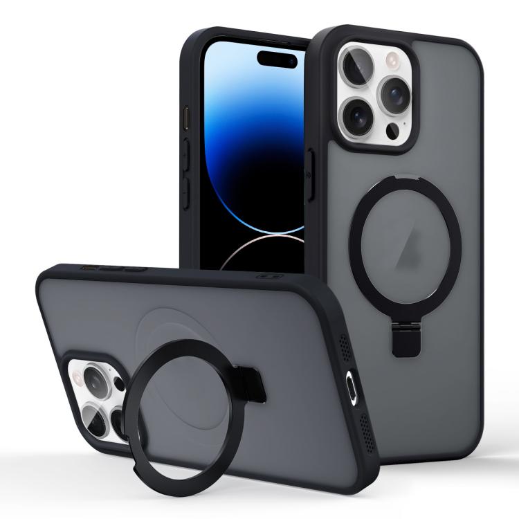 For iPhone 14 Pro Skin-feel Ring MagSafe Holder Phone Case