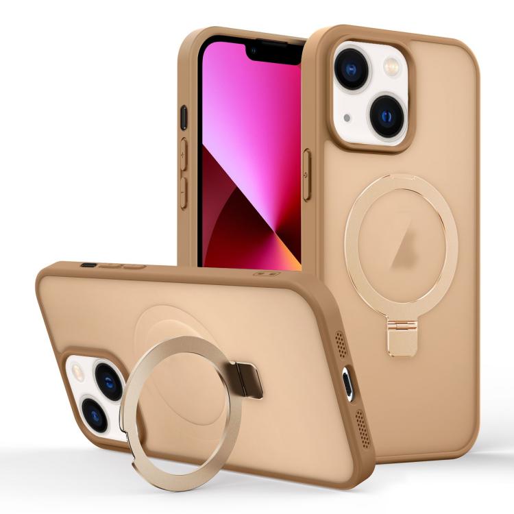 For iPhone 13 Skin-feel Ring MagSafe Holder Phone Case