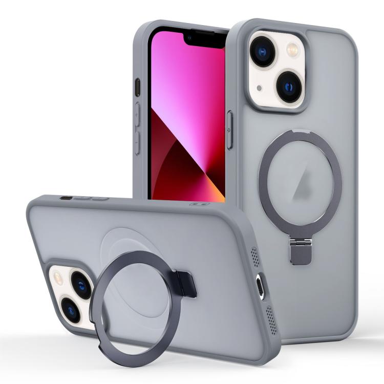 For iPhone 13 Skin-feel Ring MagSafe Holder Phone Case