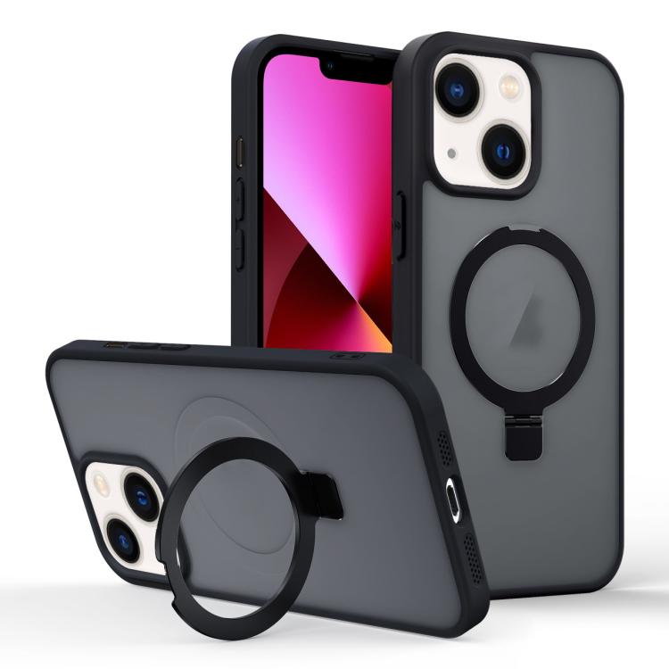 For iPhone 13 Skin-feel Ring MagSafe Holder Phone Case