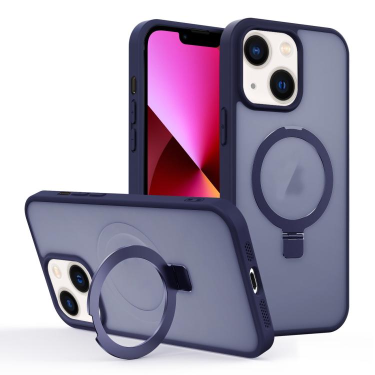 For iPhone 13 Skin-feel Ring MagSafe Holder Phone Case