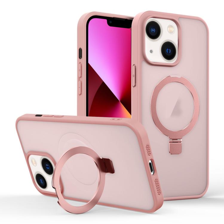 For iPhone 13 Skin-feel Ring MagSafe Holder Phone Case