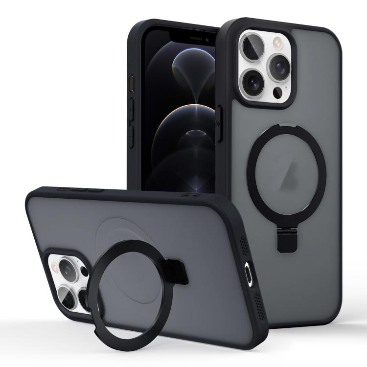 For iPhone 12 Pro Skin-feel Ring MagSafe Holder Phone Case