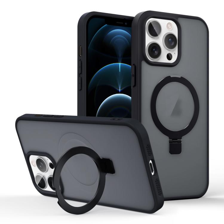 For iPhone 12 Pro Max Skin-feel Ring MagSafe Holder Phone Case
