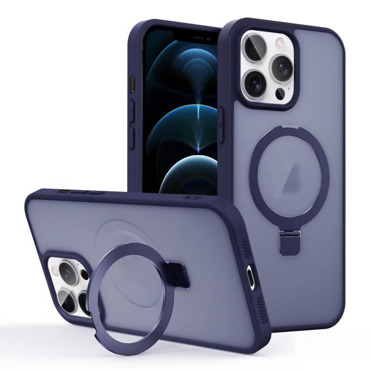 For iPhone 12 Pro Max Skin-feel Ring MagSafe Holder Phone Case