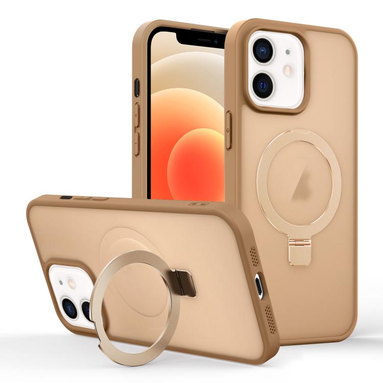 For iPhone 12 Skin-feel Ring MagSafe Holder Phone Case
