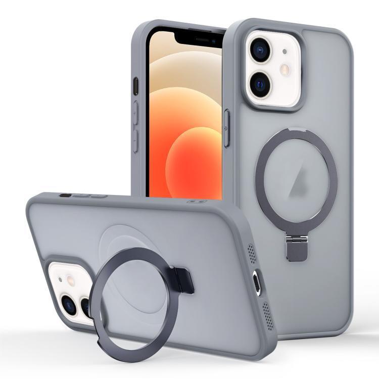 For iPhone 12 Skin-feel Ring MagSafe Holder Phone Case