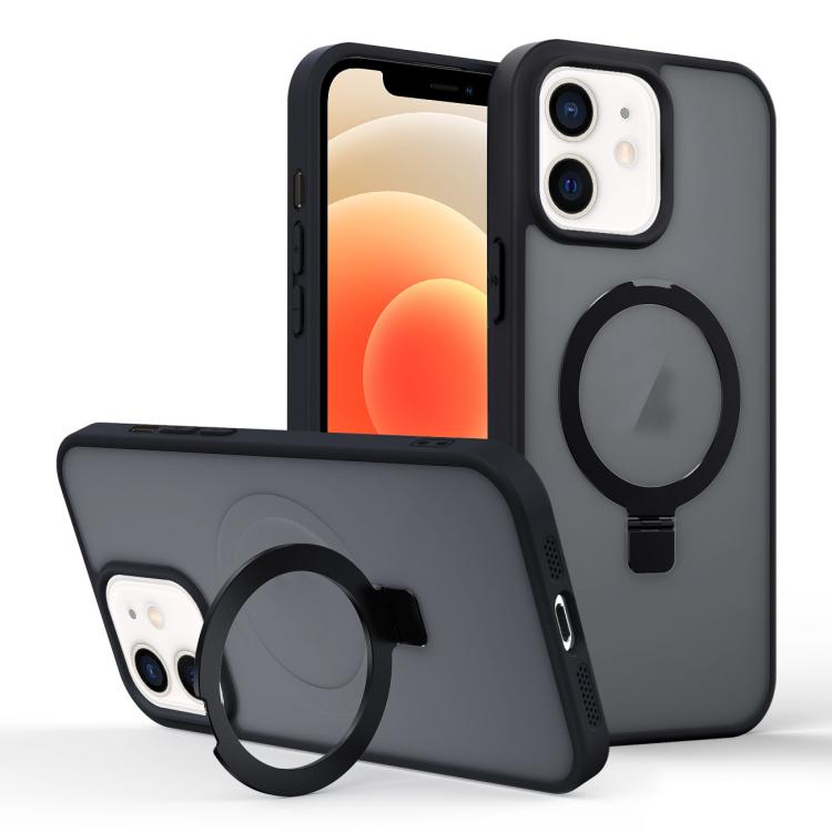 For iPhone 12 Skin-feel Ring MagSafe Holder Phone Case