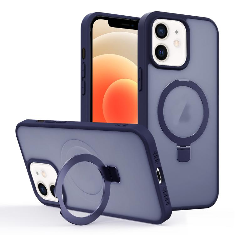 For iPhone 12 Skin-feel Ring MagSafe Holder Phone Case