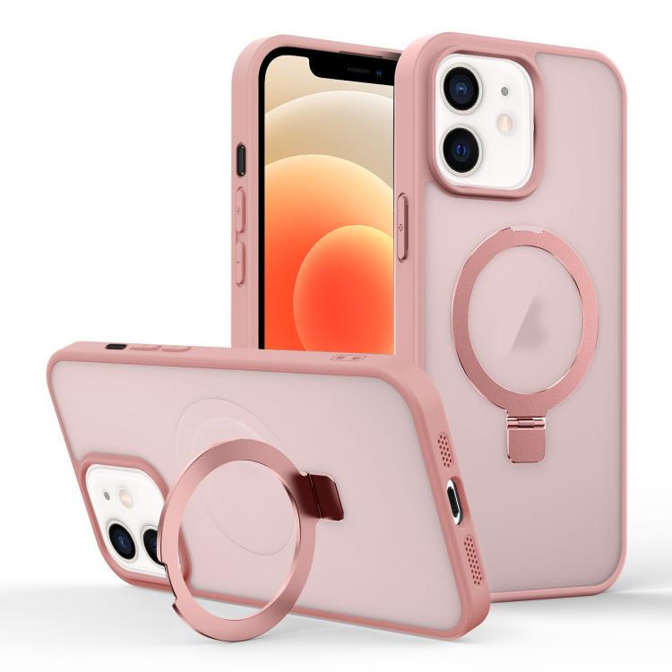 For iPhone 12 Skin-feel Ring MagSafe Holder Phone Case