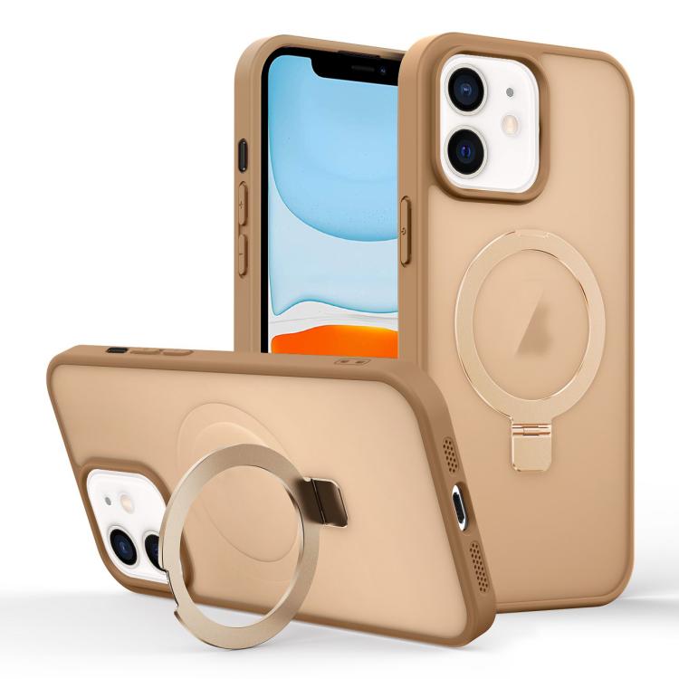 For iPhone 11 Skin-feel Ring MagSafe Holder Phone Case