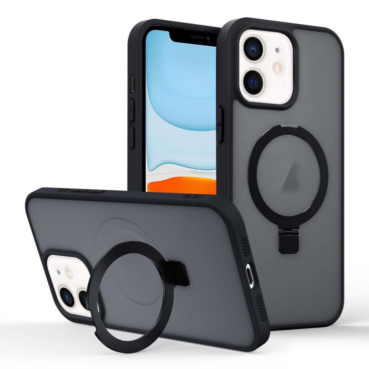 For iPhone 11 Skin-feel Ring MagSafe Holder Phone Case