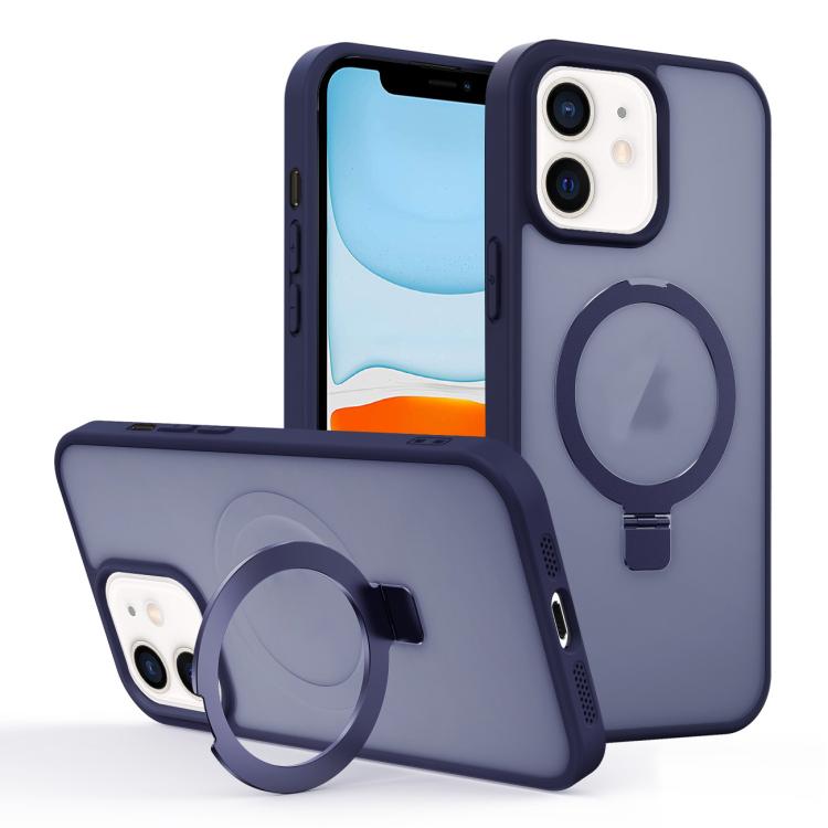 For iPhone 11 Skin-feel Ring MagSafe Holder Phone Case