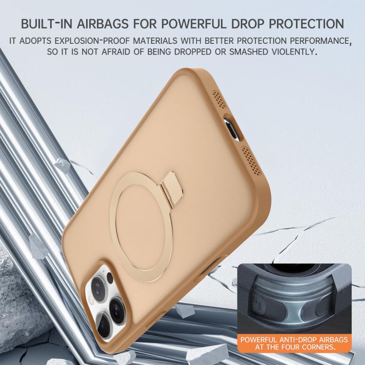 For iPhone 15 Pro Skin-feel Ring MagSafe Holder Phone Case