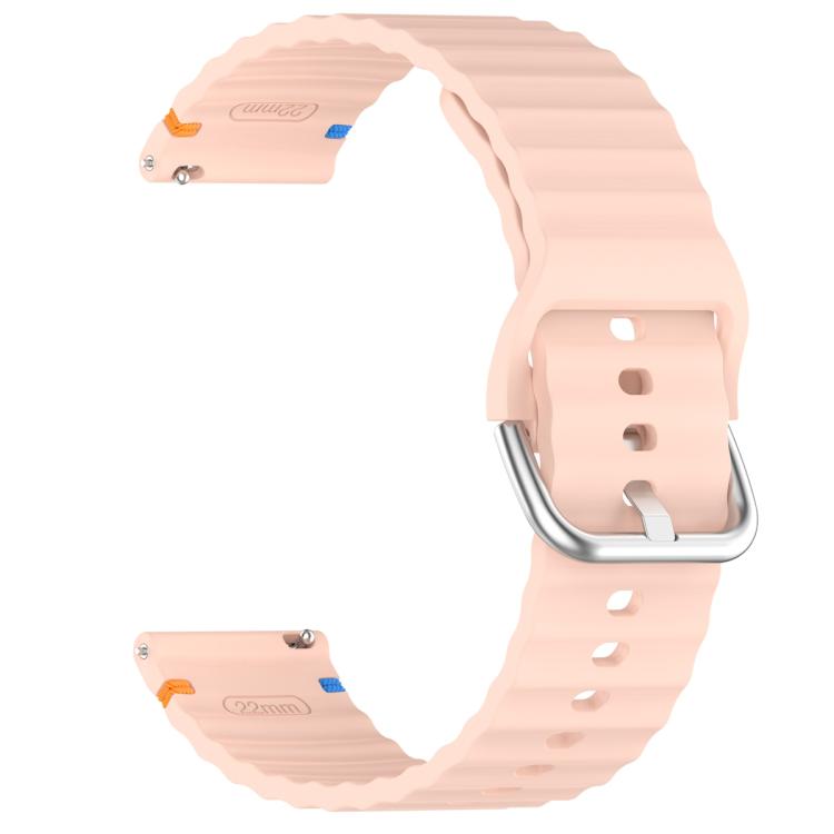 20mm Silver Steel Buckle Wavy Grain Stitched Silicone Watch Band