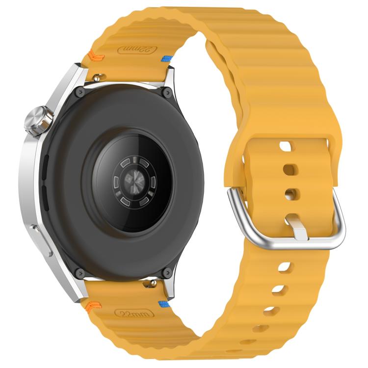 20mm Silver Steel Buckle Wavy Grain Stitched Silicone Watch Band