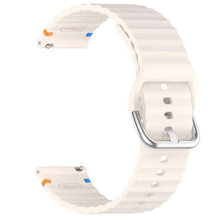 20mm Silver Steel Buckle Wavy Grain Stitched Silicone Watch Band