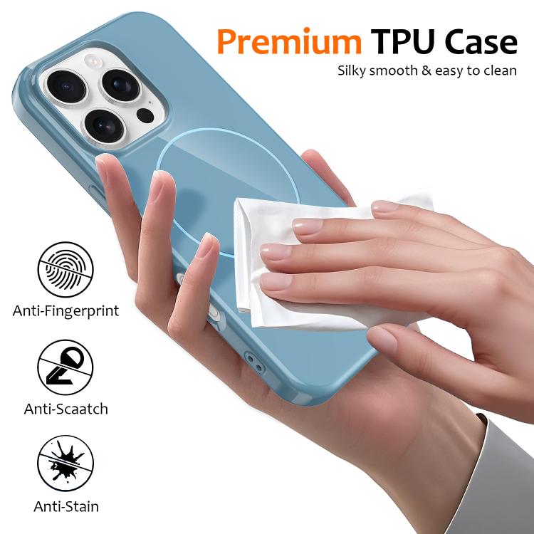 For iPhone 16 Pro Max Glossy TPU Shockproof MagSafe Phone Case with Lanyard