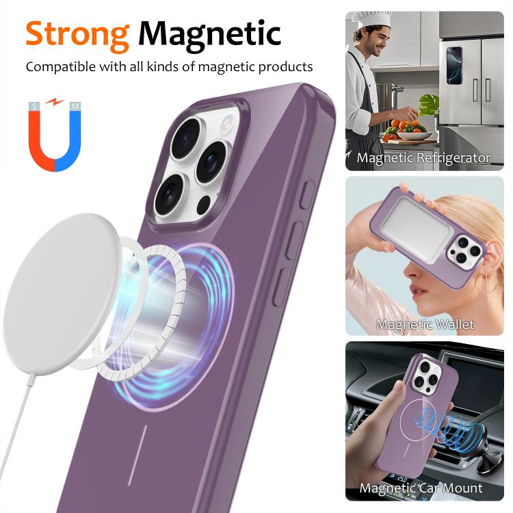 For iPhone 16 Pro Max Glossy TPU Shockproof MagSafe Phone Case with Lanyard