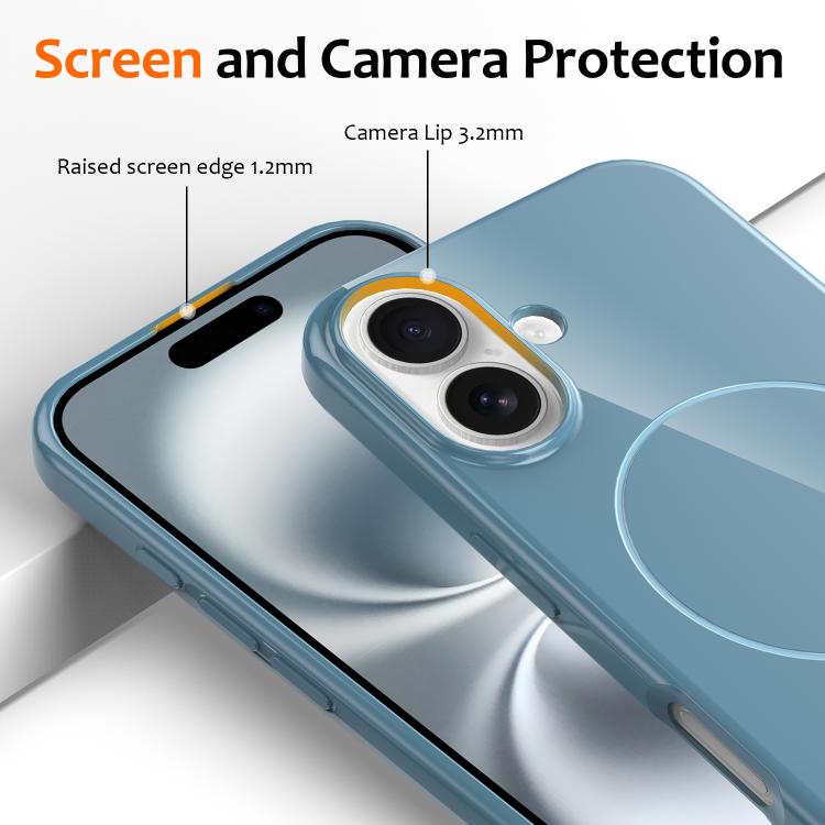 For iPhone 16 Plus Glossy TPU Shockproof MagSafe Phone Case with Lanyard