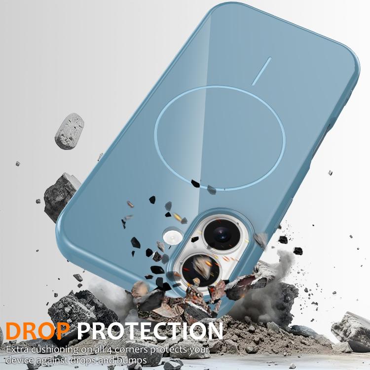 For iPhone 16 Plus Glossy TPU Shockproof MagSafe Phone Case with Lanyard