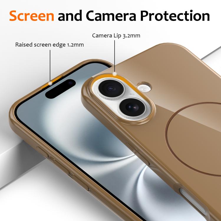 For iPhone 16 Plus Glossy TPU Shockproof MagSafe Phone Case with Lanyard