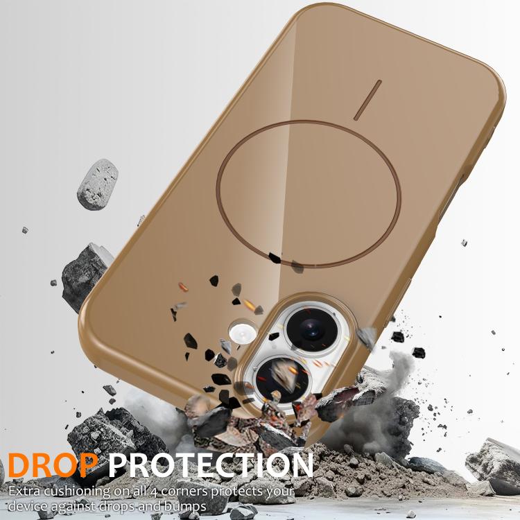 For iPhone 16 Plus Glossy TPU Shockproof MagSafe Phone Case with Lanyard