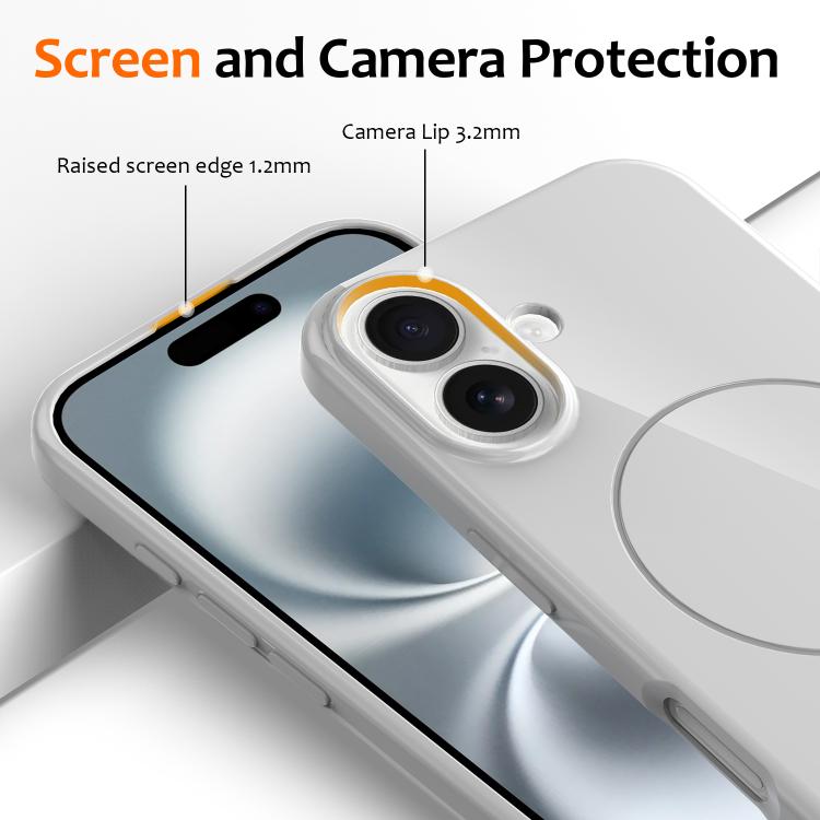 For iPhone 16 Plus Glossy TPU Shockproof MagSafe Phone Case with Lanyard