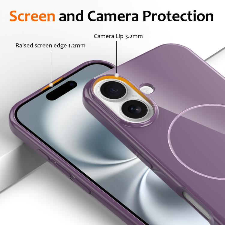 For iPhone 16 Glossy TPU Shockproof MagSafe Phone Case with Lanyard