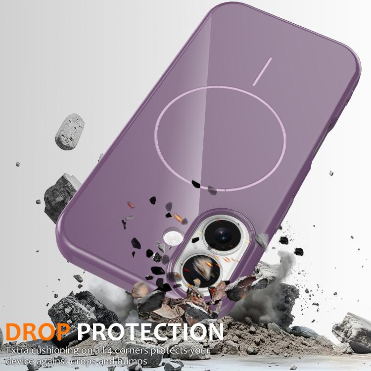 For iPhone 16 Glossy TPU Shockproof MagSafe Phone Case with Lanyard